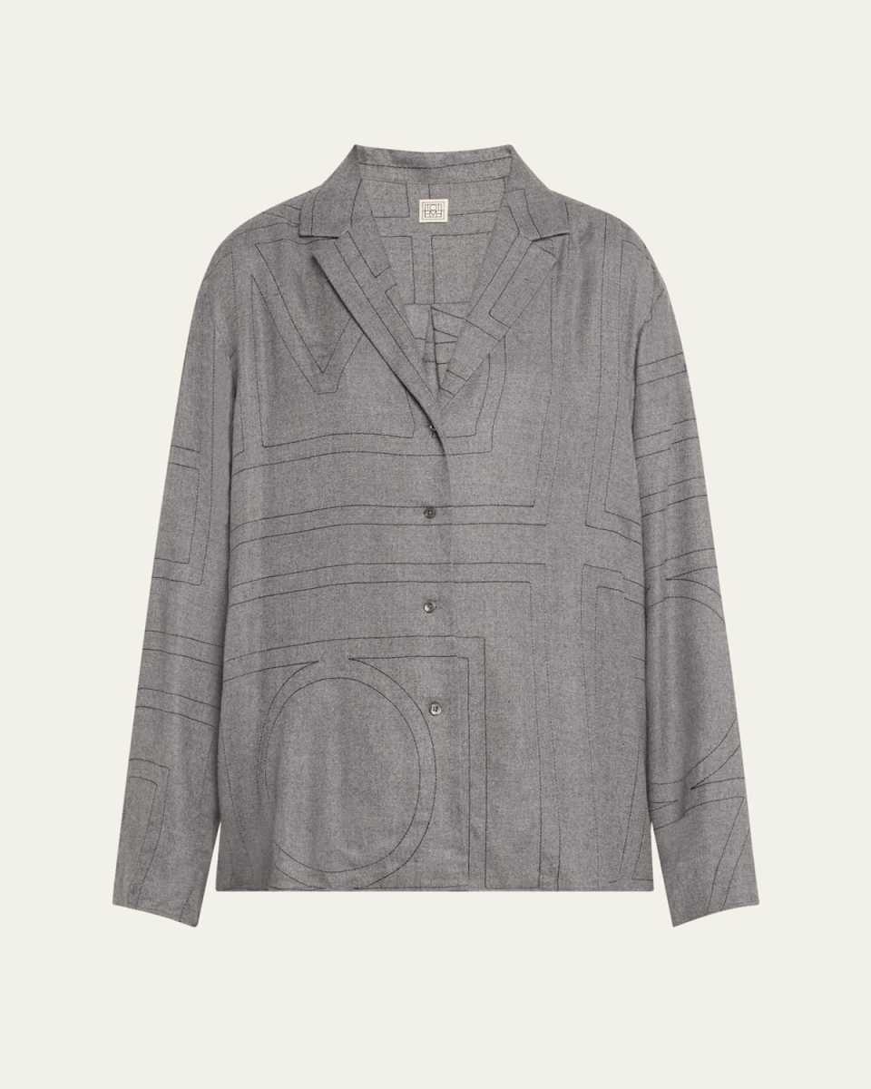 Monogram Flannel Pajama Top